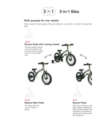 Bicicleta Miniby 14" 3 En 1 Verde 5987