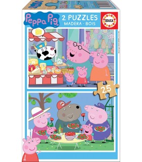 Puzzle 2 x 25 Pcs Madera Peppa Pig 18078