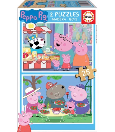 Puzzle 2 x 25 Pcs Madera Peppa Pig 18078