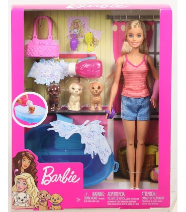 Barbie Con Mascotas Y Bañera Ref: GDJ37
