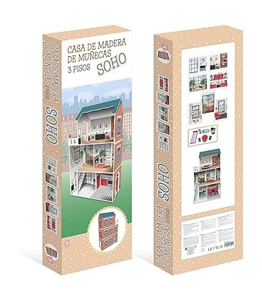 Casa Muñecas Madera Soho 3 Pisos 913D001