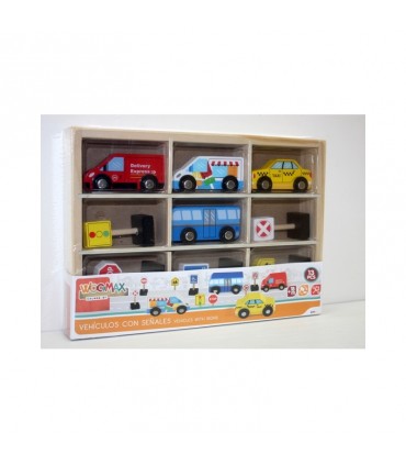 Set Vehiculos Madera C/8 Señales 49373  