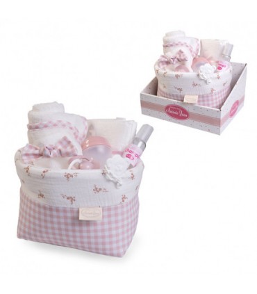 Canastilla Tela C/Flores Y Vichy 92325
