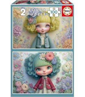 Puzzle 2 X 100Pcs Chicas Florales 20499