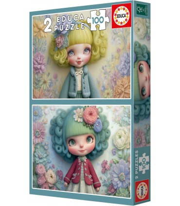 Puzzle 2 X 100Pcs Chicas Florales 20499