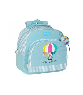 Mochila Grande Celeste Flor 642239305